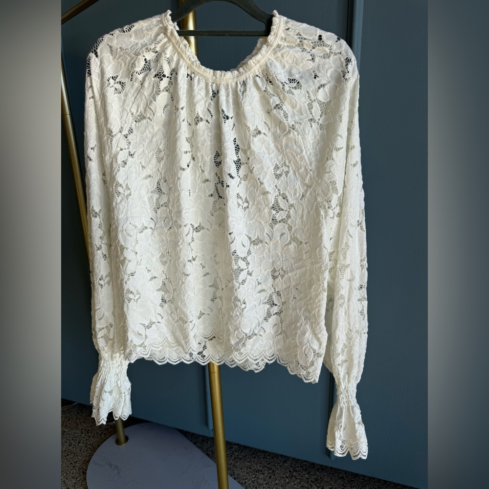 Free People Cream Lace Blouse